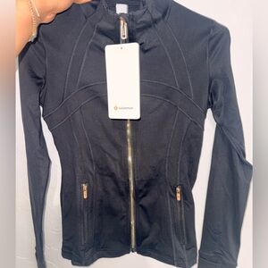 lululemon athletica Black Zip-Front Performance Jacket with Gold Hardware